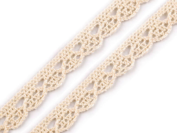 Premium Cotton Bobbin Lace Trimming - Elegant Decorative Ribbon Trim for Crafts, Home Decor, and Folk Costumes (10mm & 14mm Widths)