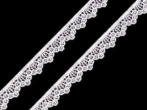 Elegant Off White Guipure Lace Trim with Sparkling Sequins, 14mm Width – Premium Decorative Border for Sewing, Apparel, and Crafts