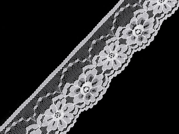 Premium White Nylon Lace Trim (45mm Width) – Elegant Decorative Ribbon for Crafts, Apparel, and Home Decor