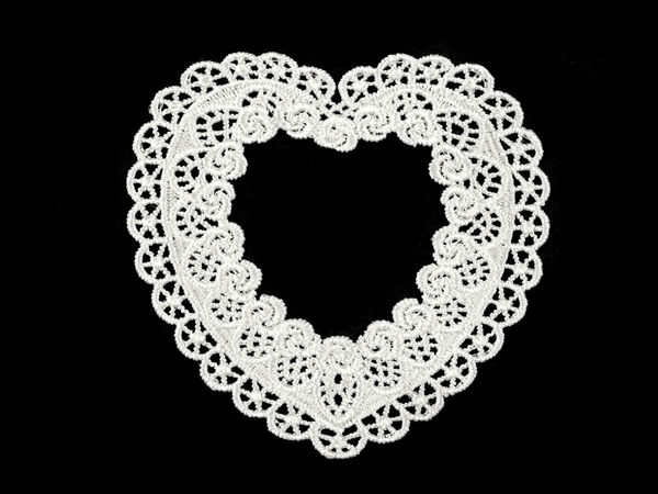 Elegant Lace Heart Applique Sew-On Patch for Clothing, Home Decor, and Crafts - Off White