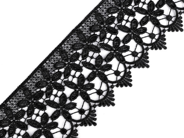 Premium Floral Guipure Lace Trim (85mm) – Elegant Openwork Embroidery Ribbon for Dressmaking, Apparel, and DIY Crafts
