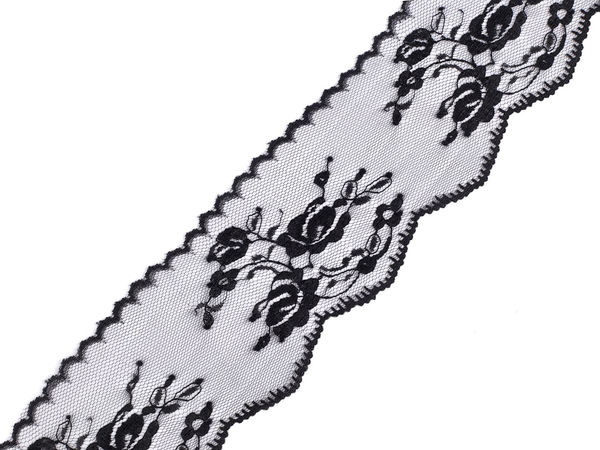Premium 65mm Nylon Lace Trim with Delicate Motif for Crafts, Home Decor, and Apparel