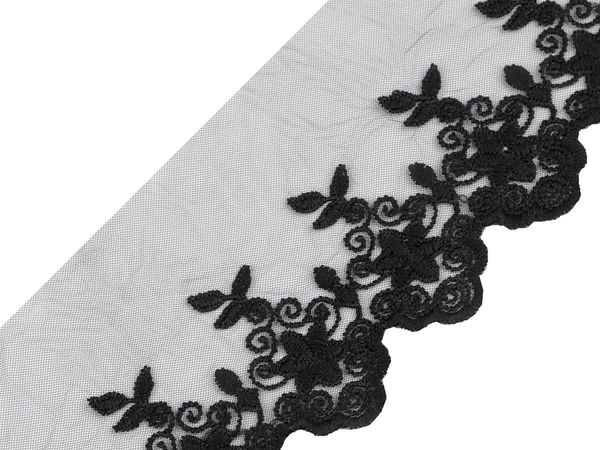 Premium Embroidered Lace Trim on Monofilament Braid, 90mm Elegant Matte Motif Ribbon for Bridal, Evening Wear, and Crafts