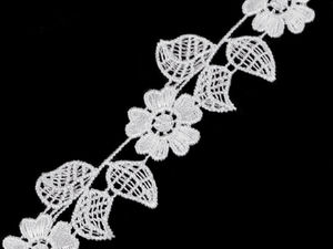 Premium White Guipure Floral Lace Trim - 35mm Elegant Ribbon for Bridal Wear, Lingerie, and Luxury Home Decor