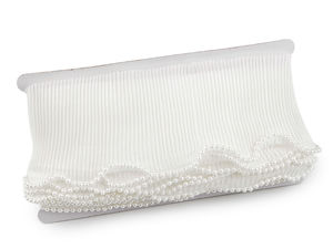 Elegant Beaded Pleated Ruffle Trim - 80mm Premium Haberdashery Ribbon Braid