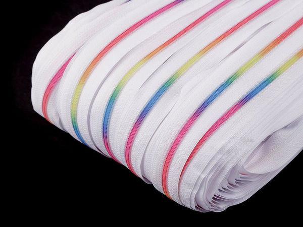 Premium Size #3 Continuous Rainbow Nylon Coil Zipper Chain for Bags, Apparel, and Sewing Crafts