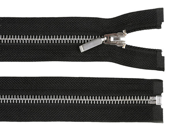 Premium No. 5 Open-End Metal Zipper - 75 cm Brass Zipper with Nickel Finish - Black