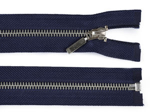 Premium No. 5 Open-End Metal Zipper (80 cm) - Durable Brass with Nickel-Finish Teeth & Slider - Dark Blue