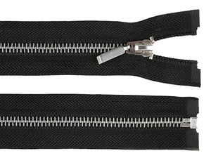 No. 5 Open-End Metal Zipper (85 cm) - Premium Brass Zipper with Nickel-Plated Teeth and Slider for Jackets, Coats, and Outerwear