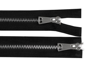 Premium No. 5 Open-End Metal Zipper with Double Sliders - Heavy Duty Two-Way Zipper for Jackets, Coats, and Outerwear (70 cm)