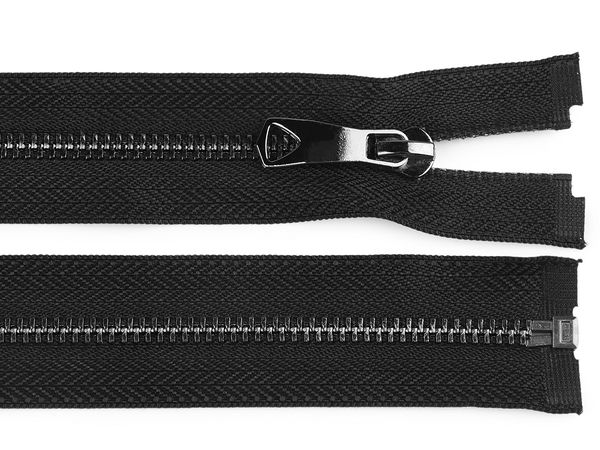 Premium Open-End Metal Zipper No. 5, 60cm Heavy-Duty Outerwear Zipper with Autolock Decorative Slider