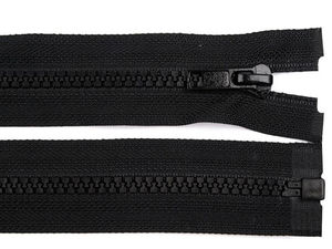 Premium No. 5 Open-End Plastic Zipper (105 cm) - Heavy-Duty Separating Jacket & Coat Fastener, Black