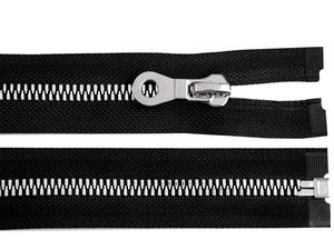 Premium No. 8 Open-End Plastic Zipper - Black Imitation Metal Style for Jackets & Outerwear, 90 cm