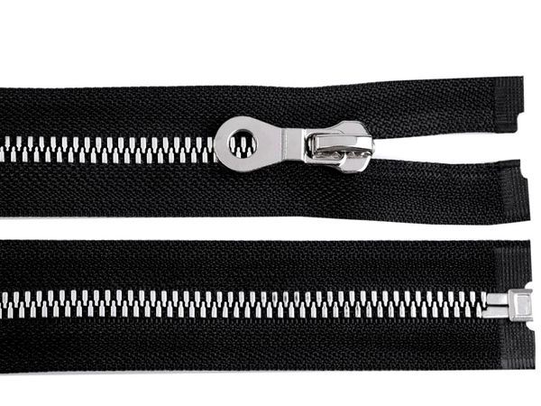Premium No. 8 Open-End Plastic Zipper - Black Imitation Metal Style for Jackets & Outerwear, 90 cm