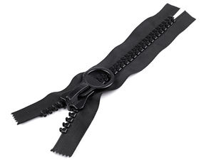 Premium Extra-Large No. 20 Plastic Zipper with Round Pull Slider (25 cm) - Black