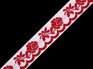 Premium Woven Jacquard Ribbon Trim with Floral Pattern, 20mm Width - Decorative Folk Trimming for Apparel and Home Decor
