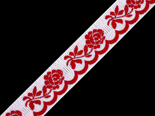 Premium Woven Jacquard Ribbon Trim with Floral Pattern, 20mm Width - Decorative Folk Trimming for Apparel and Home Decor