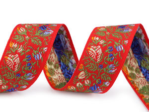 Premium 33mm Woven Jacquard Pattern Ribbon - Traditional Folk Motif Decorative Trimming for Apparel and Home Decor
