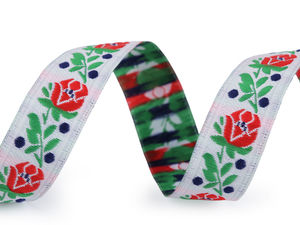 Premium Woven Jacquard Folk Costume Ribbon - 18cm Wide Traditional Patterned Trim for Haberdashery, Traditional Garments, and Home Decor