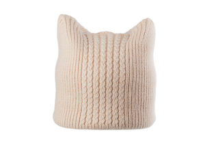 Women's Double-Knit Winter Hat with Cat Ears - Premium Angora Rabbit Wool Blend Beanie