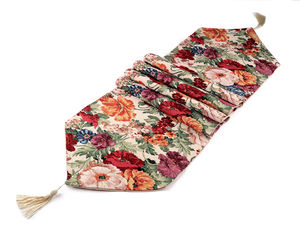 Elegant Floral Tapestry Table Runner with Decorative Tassels (33 x 175 cm)