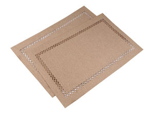 Premium Double-Sided Fabric Placemats with Perforated Accent Pattern (30x45 cm) – Reversible Table Protectors for Dining & Home Decor