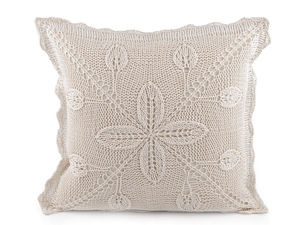 Premium Cotton Knitted Pillowcase with Crocheted Lace Border - 45x45 cm Boho Vintage Decorative Cushion Cover