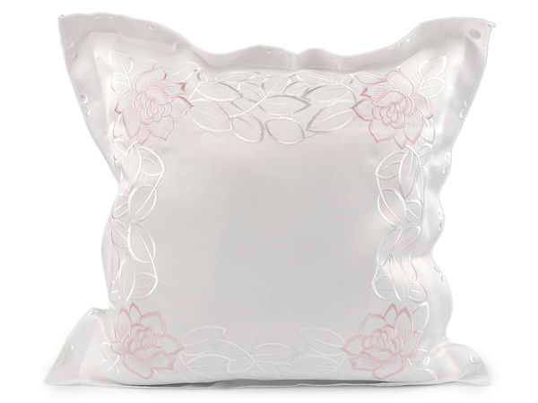 Elegant Floral Embroidered Cushion Cover - 45x45 cm Decorative Pillowcase for Home & Wedding Decor