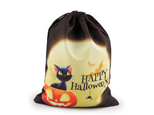 Halloween Drawstring Fabric Gift Bags, 17x23 cm Double-Sided Spooky Treat and Party Favor Bags