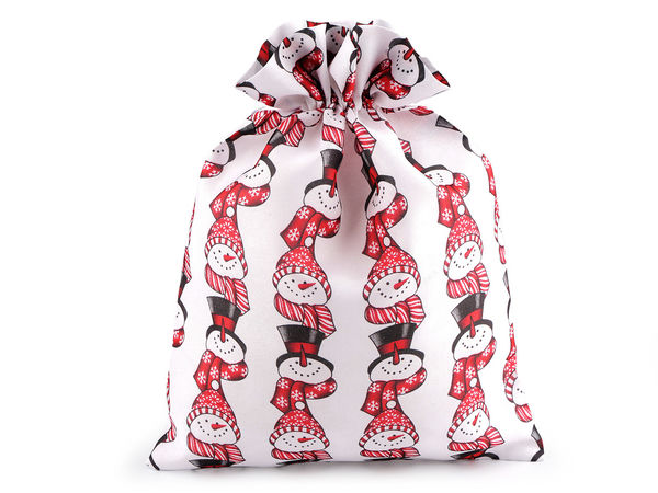Premium Snowman Christmas Drawstring Gift Bag - Festive Holiday Wrap & Decoration (30x40 cm)