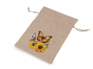 Rustic Imitation Jute Gift Bags with Satin Drawstring, 13x18 cm – Premium Burlap Favor Pouches with Nature Prints for Crafts & Celebrations