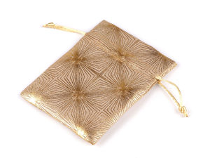 Premium Metallic Geometric Gift Bag with Satin Drawstring (10x13 cm) - Elegant Jewelry & Keepsake Pouch