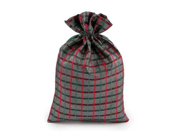 Premium Checkered Lurex Gift Bag with Satin Drawstring, 20x30 cm - Reusable Elegant Gift Wrapping for Holidays, Birthdays & Special Occasions