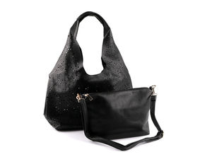 Reversible 2-in-1 Perforated Eco-Leather Handbag Set - Large Tote and Crossbody Purse