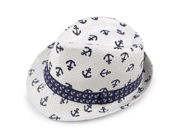 Kids' Summer Straw Fedora Hat with Playful Car Print & Ribbon Accent