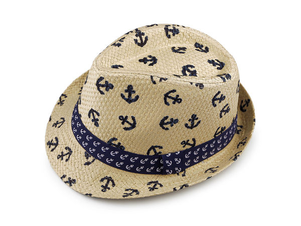 Kids' Summer Straw Fedora Hat with Playful Car Print & Ribbon Accent