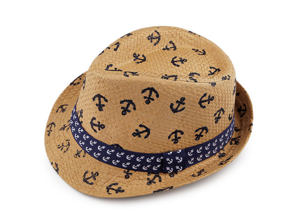 Kids' Summer Straw Fedora Hat with Playful Car Print & Ribbon Accent