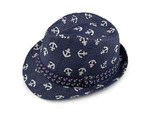 Kids' Summer Straw Fedora Hat with Playful Car Print & Ribbon Accent