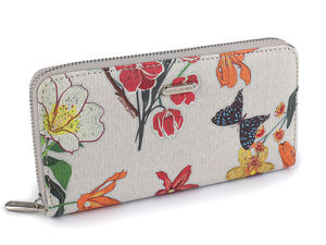 Women's Elegant Floral Print Zip-Around Wallet (10x19 cm) - Premium Multi-Compartment Card Organizer & Coin Purse