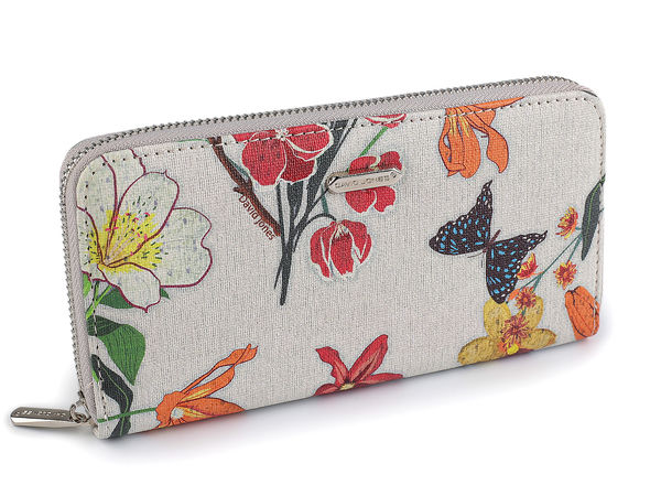 Women's Elegant Floral Print Zip-Around Wallet (10x19 cm) - Premium Multi-Compartment Card Organizer & Coin Purse
