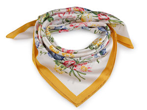 Elegant Floral Satin Square Scarf (65x65 cm) – Premium Fashion Neck Scarf & Accessories