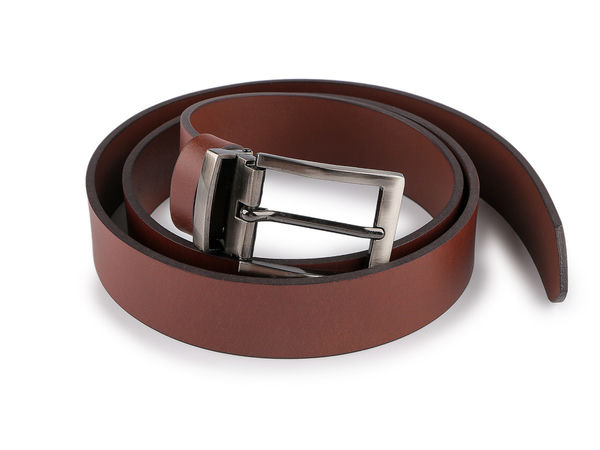 Men's Premium Buffalo Leather Belt - 3.5cm Smooth Matte Strap with Brushed Metal Buckle