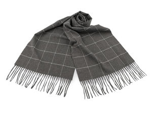 Men's Premium Checkered Fringed Scarf - Soft Double-Sided Reversible Winter Neck Warmer, 30x175 cm