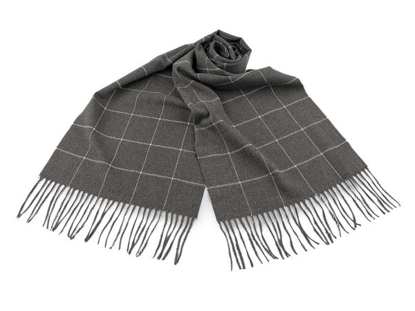 Men's Premium Checkered Fringed Scarf - Soft Double-Sided Reversible Winter Neck Warmer, 30x175 cm