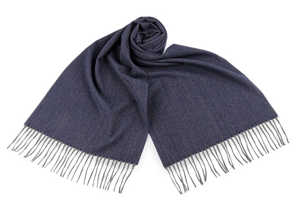 Premium Men's Double-Sided Chevron Scarf with Fringes - 35x175 cm