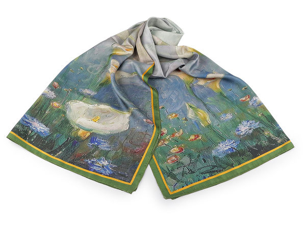 Elegant Floral Satin Scarf and Shawl (70x175 cm) - Premium Silk-Touch Wrap for Formal and Everyday Wear