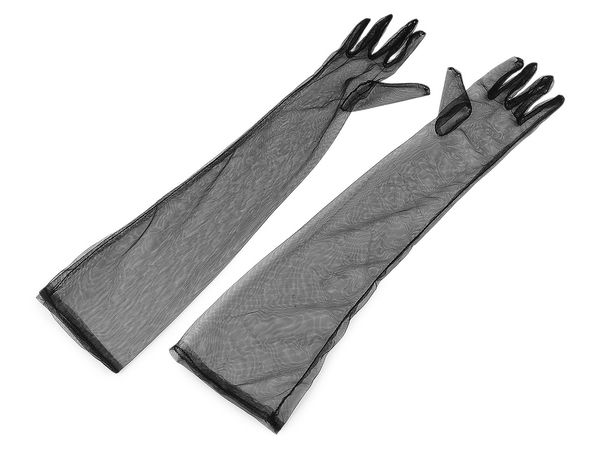 Elegant Long Tulle Formal Gloves - Sheer Opera Length Dress Gloves for Proms, Weddings, and Evening Events