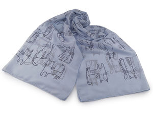 Playful Cat Pattern Summer Scarf & Shawl - Lightweight Translucent Fashion Wrap (70x180 cm)