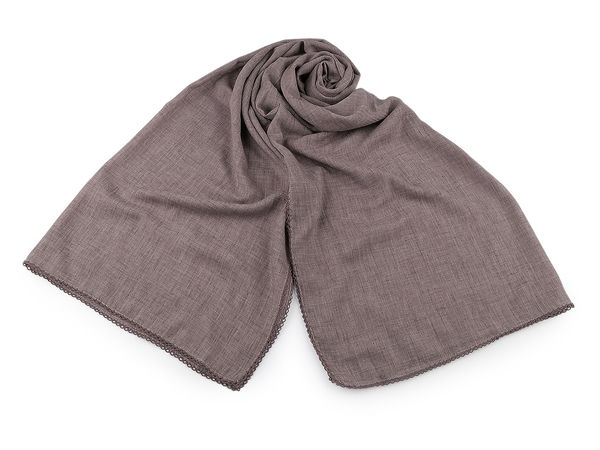 Lightweight Cotton Summer Scarf & Shawl with Elegant Lace Trim, 70x160 cm