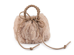 Luxury Faux Fur Handbag - Elegant Textured Crossbody Purse with Braided Handles (24x18 cm)